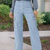 LUNE Jeans Rectos De Mezclilla Utilitarios Con Cintura Alta