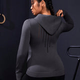 Street Sport Sudadera Deportiva Con Capucha Y Cremallera Frontal Para Mujer Talla Grande