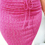 WYWH Plus Size Women's Pleated High Waist Bodycon Skirt