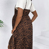 Vestido De Tirantes Plisado Con Estampado De Leopardo Para Mujeres Embarazadas.