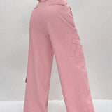 EZwear Pantalones Cargo Casuales De Color Liso