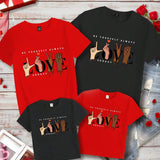 Camiseta Para Mujer De Patron De Gestos De Amor De San Valentin Para Ropa Familiar A Juego