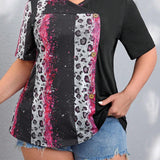 Blusa informal asimetrica estampada para as grandes