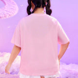 ROMWE X Care Bears Plus Size Retro Casual Cute Sky Cloud ,Rainbow & Bear Print Loose Fit T-Shirt