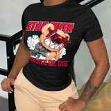 Slayr Women'S Plus Size Cartoon Dog & Letter Pattern Short Sleeve T-Shirt