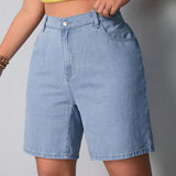 VCAY Pantalones Cortos De Mezclilla Con Bolsillos Para Mujer De Talla Grande