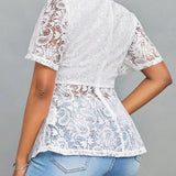 Lady Blusa De Encaje Con Cuello En V Y Estampado Paisley Para Mujer