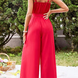 VCAY Holiday Style Belted Cami Jumpsuit