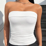 EZwear Top Tubo Ajustado De Punto Blanco