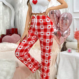 Conjunto De Pijama Con Top De Tirantes De Corazones Y Pantalones