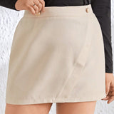 Prive Plus Size Women's Elegant Elastic Waist Skirt