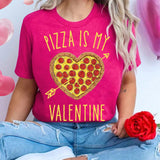 Camiseta De Manga Corta Impresa Del Dia De San Valentin Con Forma De Corazon Y Con Impresion De Pizza Para Mujeres De a Grande