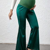 Pantalones De Pierna Acampanada Con Cintura Ajustable Para Mujeres Embarazadas