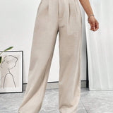 Essnce Pantalones Plisados de Color Solido Para Mujeres