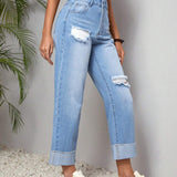 EZwear Pantalones Jeans Casuales Desgastados