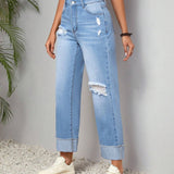 EZwear Pantalones Jeans Casuales Desgastados