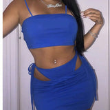 Slayr Conjunto De Top Recortado Bodycon De Vacaciones Sexy Y Casual Y Falda Mini Falsa De Dos Piezas