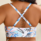 Swim Curve Top De Traje De Bano Con Estampado Botanico De Talla Grande