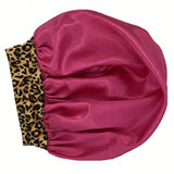 1 pieza de Gorro de Seda con Estampado de Leopardo de Bordes Amplios Elastico para Mujeres, Gorro de Dormir de Seda para Cuidado del Cabello y Proteccion del Cabello mientras Duermes, Gorro de Seda, Gorro de Saten