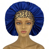 1 pieza de Gorro de Seda con Estampado de Leopardo de Bordes Amplios Elastico para Mujeres, Gorro de Dormir de Seda para Cuidado del Cabello y Proteccion del Cabello mientras Duermes, Gorro de Seda, Gorro de Saten