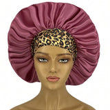 1 pieza de Gorro de Seda con Estampado de Leopardo de Bordes Amplios Elastico para Mujeres, Gorro de Dormir de Seda para Cuidado del Cabello y Proteccion del Cabello mientras Duermes, Gorro de Seda, Gorro de Saten