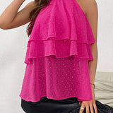 Blusa De Cuello Halter De Multiples Capas Con Dobladillo De Volantes Para Mujer