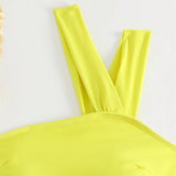 Swim Traje de bano de una pieza para mujeres con cuello asimetrico y estampado al azar, traje de bano de carnaval a la moda