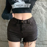 DAZY Shorts Vaqueros De Corte Slim Con Dobladillo Con Flecos Para Mujer