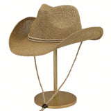 Sombrero De Sol Trenzado Hecho A Mano Para Mujer De Una a Con Diseno De Flores Recortado, Lazo Y Correa De Barbilla Ajustable, Borde Con Borde De Alambre, Perfecto Para Proteccion Solar, Actividades Al Aire Libre Y Uso Diario De a. Estilo Bohemio monos