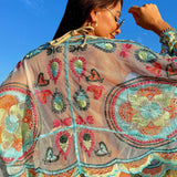 VCAY kimono Cardigan Estampado Colorido Para Mujer