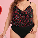 Body De Tirantes Con Estampado De Corazon Para Mujeres De a Grande