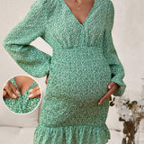 Vestido Estampado Floral Fruncido Para Maternity