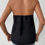 Blusa Con Cuello Halter Sin Mangas Y Bloques De Color