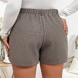 Essnce Shorts Rectos Casuales Estampados De Talla Grande Para Mujer