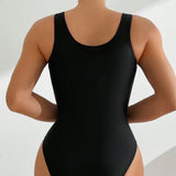 Swim Traje De Bano De Una Pieza Para Mujer Con Parches De Malla