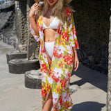 Swim Vcay Cardigan kimono Con Estampado Completo De Flores Para Carnaval