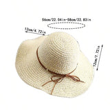 Bohemio sombrero de mujer de verano/primavera de paja con ala ancha, proteccion solar, combina con todo, ideal para uso diario, playa, eteriores con lazo