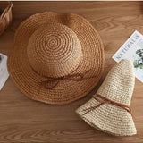 Bohemio sombrero de mujer de verano/primavera de paja con ala ancha, proteccion solar, combina con todo, ideal para uso diario, playa, eteriores con lazo