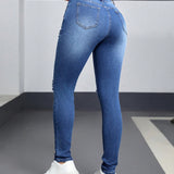 EZwear Jeans Slim Fit Para Mujeres Con Estilo Desgastado