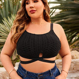 Swim Curve Top De Bikini De Talla Grande Con Detalle De Nudo En La Espalda Descubierta