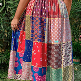 WYWH Plus Size Women's Patchwork Printed Skirt