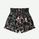 VCAY Shorts De Vacaciones De Pernera Ancha Fruncidos Con Cintura Elastica Y Estampado Floral