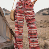 VCAY Pantalones Rectos Con Estampado Vintage Para Mujer