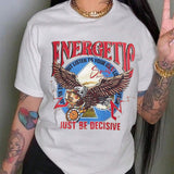 Slayr Plus Size Short Sleeve T-Shirt With Eagle And Slogan Print