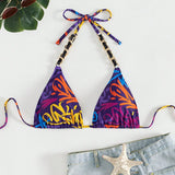 Swim Top De Bikini Con Cuello Halter Y Estampado Aleatorio Carnival