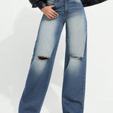 EZwear Jeans Lavados Y Desgastados Con Agujeros Para Mujer