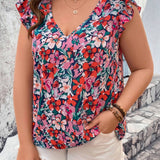 Frenchy Blusa De a Grande Con Estampado Floral En V