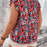 Frenchy Blusa De a Grande Con Estampado Floral En V