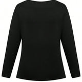 LUNE Plus Size Women's Velvet Long Sleeve T-Shirt