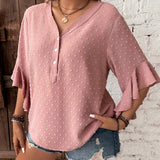 Blusa Con Puntos Suizos Para Mujer De a Grande Con Mangas Con Volantes